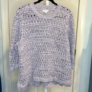 Croft & Barrow Women’s Open Knit Round Neck - Sweater. Purple heathered. Size 3x